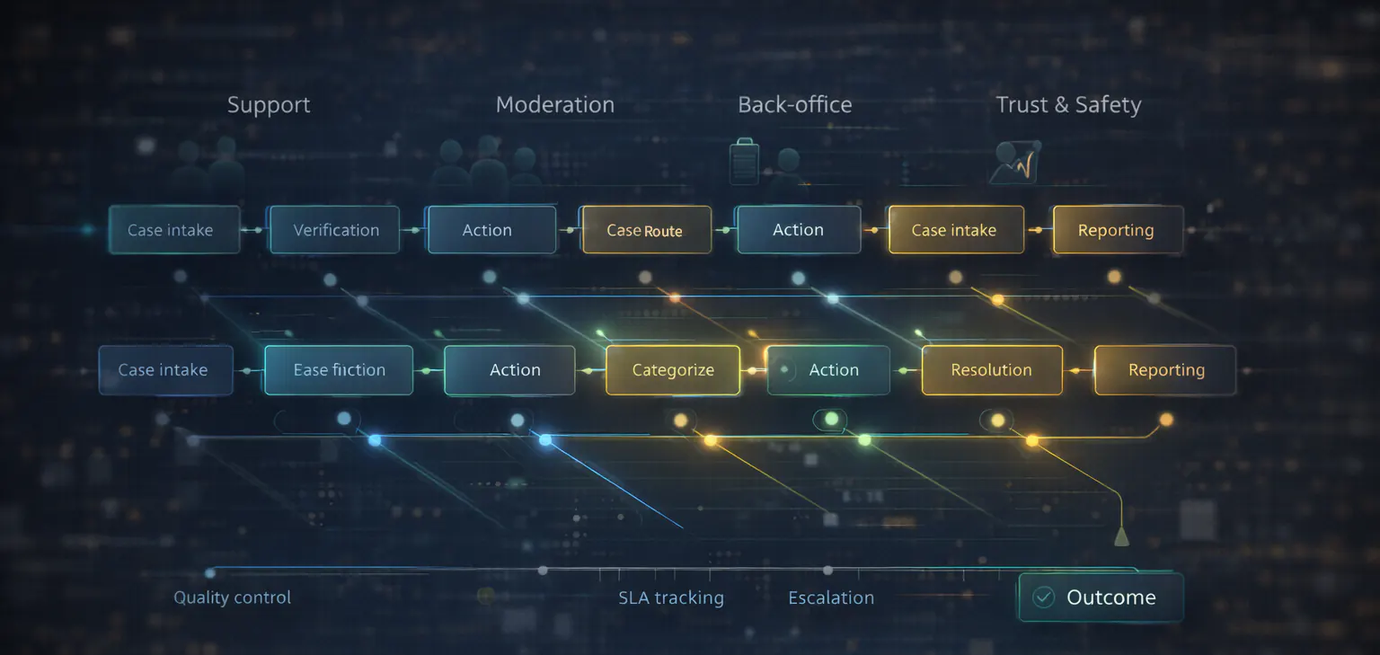 Visualization of operational service workflows and execution pipelines.